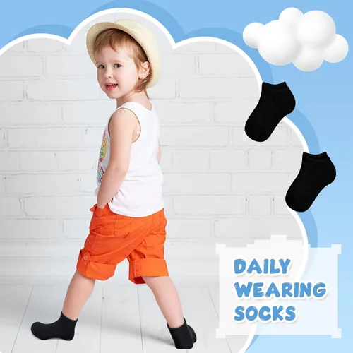 Vista 4 de Jexine 200 pares de calcetines de corte bajo para niños, calcetines tobilleros de media altura transpirable para niños y niñas