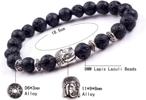 Vista 3 de Joya brazalete con gemas redondas de 8 mm, brazalete para los chacras, regalo de cumpleaños