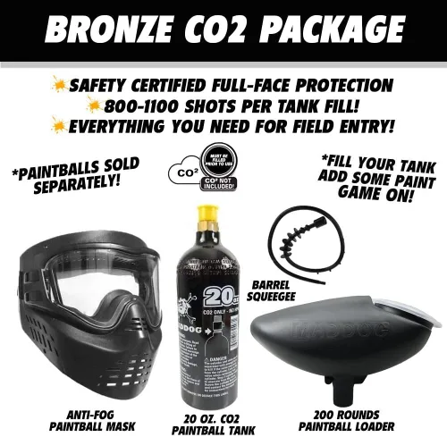 Vista 2 de Maddog Tippmann Cronus Tactical Paintball Gun Marker and Bronze Accessory Starter Package Comes with Marker, Anti-Fog Mask, Hopper, Harness, Pods