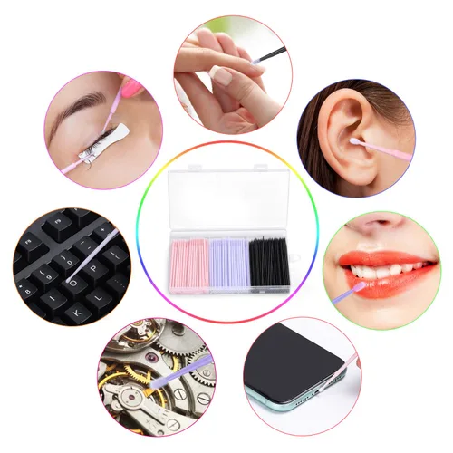 Vista 4 de 400 piezas de microcepillos aplicadores, JASSINS Microswabs para extensiones de pestañas, hisopo desechable de precisión de 0.079 pulgadas