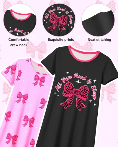 Vista 5 de Sylfairy 2 camisones para niñas, pijamas de princesa, vestido de dormir para niñas pequeñas