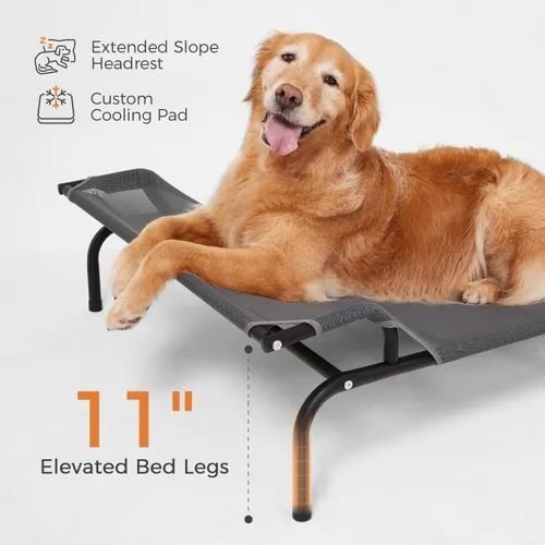 Vista 2 de Sweetnight Cama elevada para perros con reposacabezas para perros grandes Cuna elevada impermeable para exteriores - Cama para perro con marco