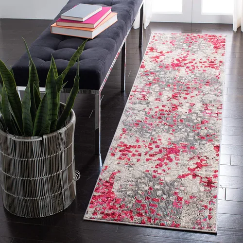 Vista 17 de SAFAVIEH Colección Madison - Alfombra de pasillo, 2'2" x 6', color fucsia y oro, diseño bohemio abstracto envejecido, no desprende pelusa y fácil