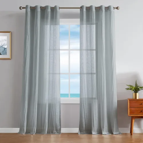 Vista 10 de Nautica - Cordelia - Cortina transparente aplastada Cortinas para ventana Cortinas ligeras Juego de 2 paneles Transparente Cabecera