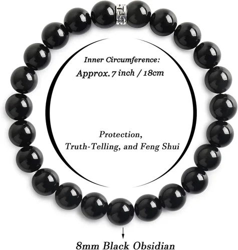 Vista 2 de BONNY BOXX Pulsera de piedras semipreciosas de 0.150.230.315 pulgadas (460.315 in) para hombres y mujeres, joyería