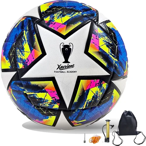 Vista 14 de Professional Soccer Ball Size 5,4 -Thermal Bonded Waterproof PU Match-Quality Training Ball with Pump