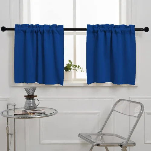 Vista 27 de Pickluc Cortina opaca de cocina de 20 pulgadas de largo, con bolsillo para barra, cortinas para ventanas pequeñas en sala de estar, sótano Beige