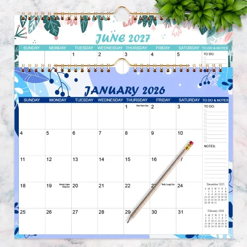 Vista 6 de Calendario 2026-2027 – Calendario de pared de enero de 2026 a junio de 2027, planificador mensual de 18 meses con diseños de temporada