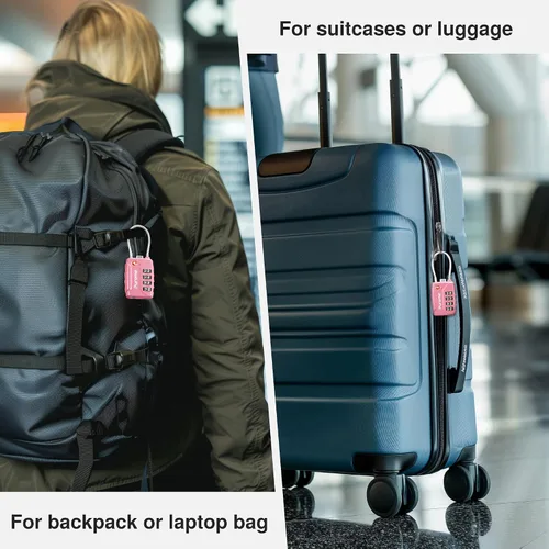 Vista 7 de Puroma Paquete de 2 cerraduras de equipaje aprobadas por la TSA, combinación de 4 dígitos, cerradura de código reiniciable con cuerpo de aleación