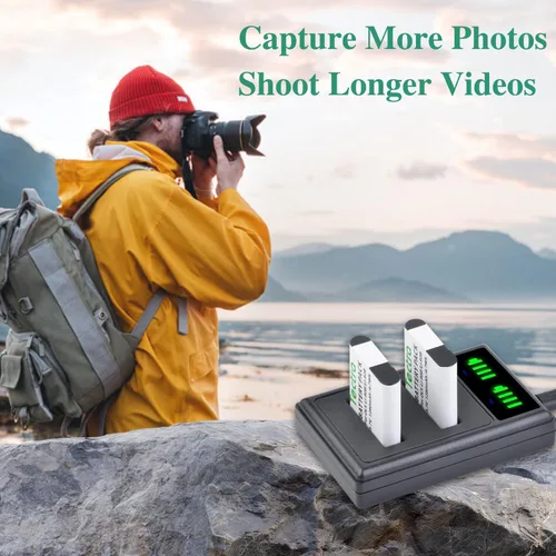 Vista 7 de Tectra 2 baterías EN-EL12 de alta capacidad y cargador dual LED para Nikon Coolpix AW100 AW110 AW120 AW130 A1000 B600 W300 A900 S6300 S8100 S8200