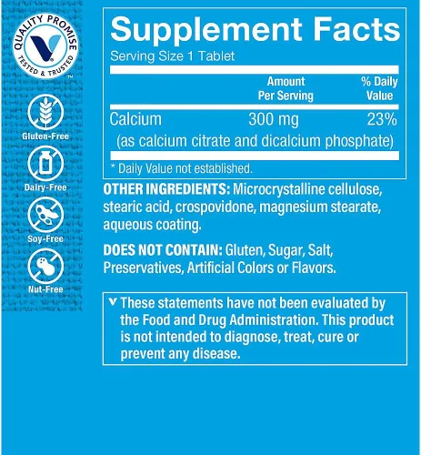 Vista 2 de The Vitamin Shoppe Marca Citrato de Calcio 300 MG, 300 Tabletas
