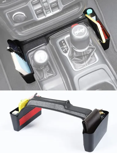Vista 9 de Savadicar GT-2 - Caja de almacenamiento de palanca de cambios con microfibras, bandeja de palanca de cambios de bandera estadounidense, organizador