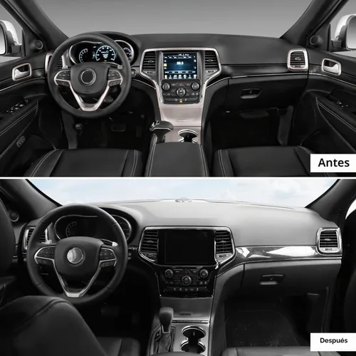 Vista 2 de CheroCar para Jeep Grand Cherokee, juegos de cubiertas de panel de salpicadero y manija de puerta, accesorios interiores para Jeep Grand Cherokee