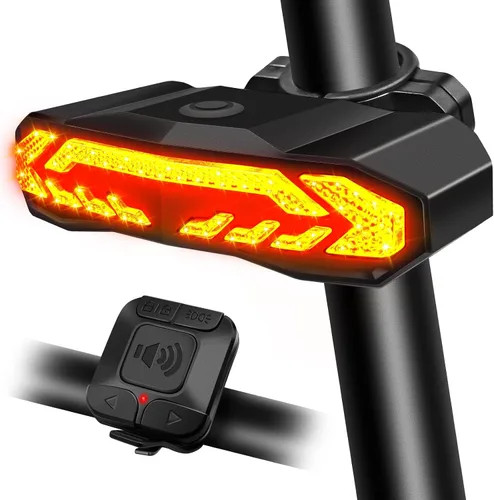 Vista 9 de Ebike Turn Signals, Rechargeable Bike Tail Light with Remote IP65 Waterproof Bicycle Rear Light, USB Rechargeable, Wireless Control Blinkers Fits