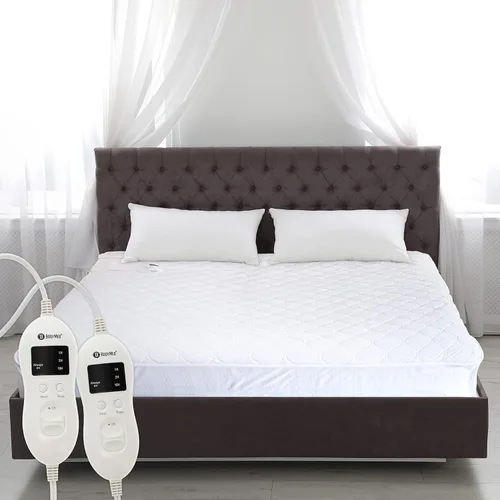 Vista 8 de BodyMed Protector de colchón térmico con falda, Queen, 60 x 80 pulgadas, cubrecolchón eléctrico ajustable con temperatura