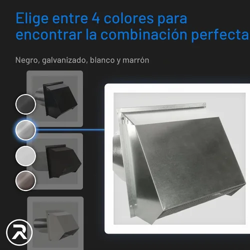 Vista 5 de RDP Ventilación de pared con capucha con rejilla y compuerta (8 pulgadas, galvanizado)