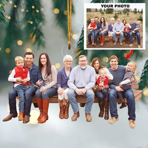 Vista 2 de Adorno personalizado para tu foto, adorno de mica con foto personalizada, adorno de Navidad familiar, adorno de Navidad familiar personalizado
