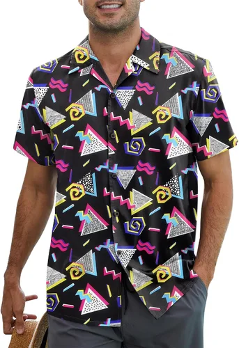 Vista 66 de Camisa hawaiana para hombre, con estampado floral, cómoda, con botones, casual, manga corta, ropa de playa para hombre