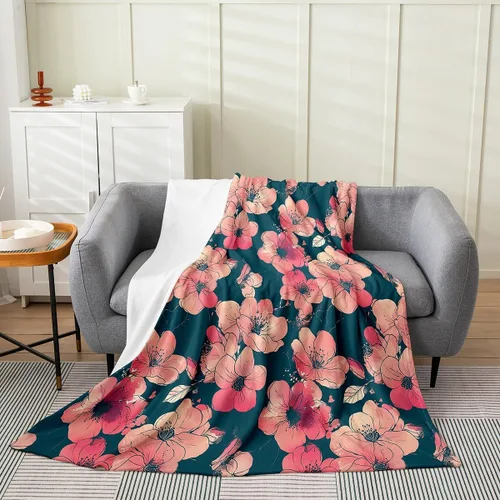 Vista 8 de Erosebridal Manta de rosa de 40 x 50 pulgadas, manta exótica de vellón floral de flores moradas para decoración de dormitorio, manta de franela