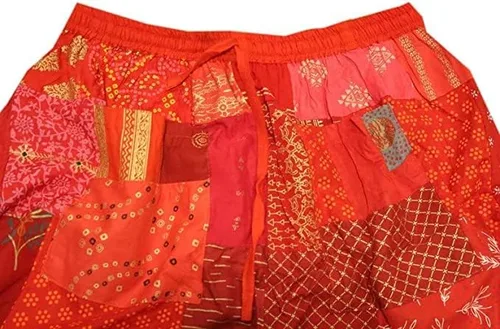 Vista 4 de Ethinic Craft Hub - Pantalones cortos unisex bohemios, hippie, de rayón, para festivales, talla única, cintura elástica, cómodos pantalones cortos
