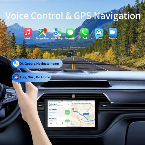 Vista 3 de Haudio Estéreo de auto doble DIN de 9 pulgadas con Apple CarPlay inalámbrico y Android Auto Pantalla táctil HD de 9 pulgadas Bluetooth