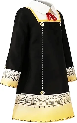 Vista 6 de TopTok Anya Forger - Disfraz de uniforme escolar conjunto completo de Halloween negro y amarillo talla S