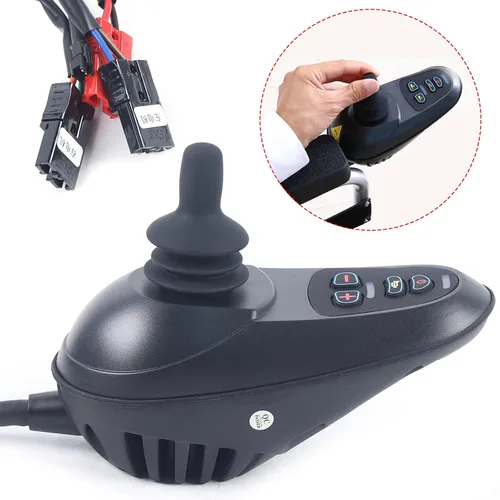 Vista 2 de YIYIBYUS Wheelchair LED Command Joystick, DC 24V Waterproof Electric Power Wheelchair Controller Part LED 6 Keys Joystick for Folding Electric