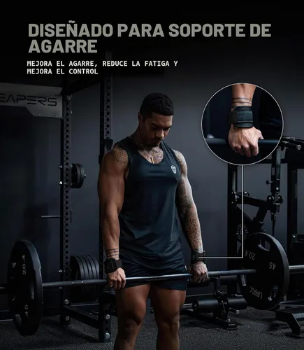 Vista 4 de Gymreapers Correas de elevación GripLink: correas de muñeca resistentes con anillo en D con cuentas de agarre de silicona antideslizantes, soporte