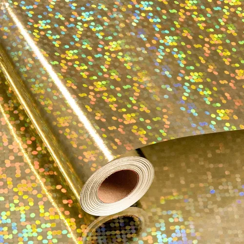 Vista 11 de Merture - Rollo de papel de regalo holográfico azul, papel de regalo azul con diseño de galaxia brillante para cumpleaños, baby shower, Navidad, día