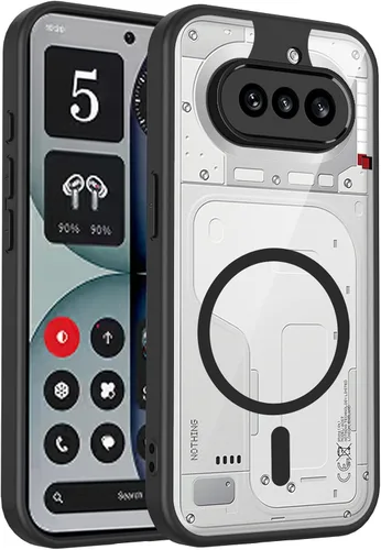 Vista 240 de Funda magnética transparente compatible con Xiaomi 17T, color negro 2 en 1 PC + TPU cubierta de teléfono a prueba de golpes, carcasa protectora