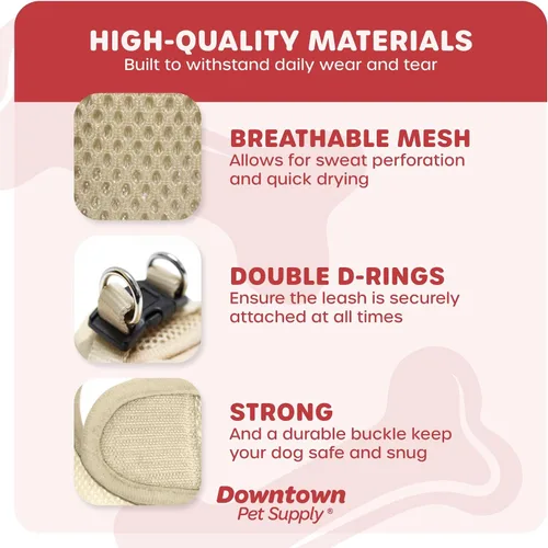 Vista 202 de Downtown Pet Supply Arnés para perro Step-in – Sin tirones, malla acolchada ajustable con ribete reflectante, correa de hebilla segura – Arnés
