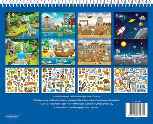 Vista 2 de Teacher Created Resources Láminas de Pegatinas Reutilizables Aventuras Increíbles