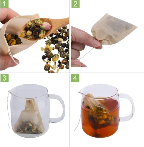 Vista 6 de Aksuaple Eco-Fil Bolsas de filtro de té desechables para té suelto, material de pulpa de madera, biodegradable y compostable, bolsitas infusoras