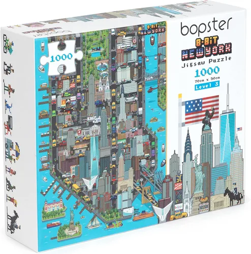 Vista 10 de Rompecabezas de 1000 piezas, estilo retro de 8 bits, rompecabezas de Londres de 1000 piezas para adultos, hechos con cartón 100% reciclado