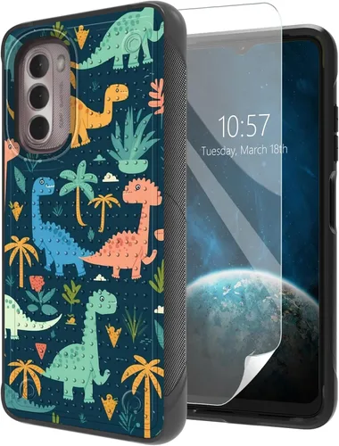 Vista 18 de Funda para Moto G Stylus 5G 2021 con protector de pantalla, a prueba de golpes, 2 en 1, parte trasera duradera de policarbonato duro texturizado