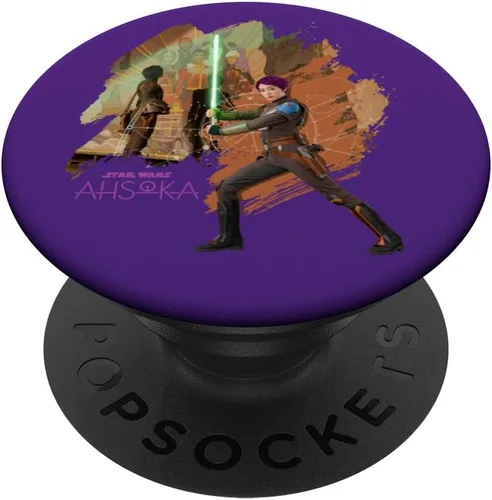 Vista 6 de Star Wars Ahsoka - Mural de Sabine Wren y sable de luz PopSockets MagSafe PopGrip para iPhone