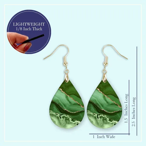 Vista 21 de Dangle Earrings for Women Colorful Dangling Drop Statement Jewelry Printed MDF Wood Teardrop Double Side Print Handmade by The Painted Pug