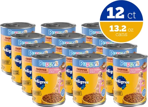 Vista 2 de Pedigree Alimento húmedo picado para cachorros, pollo y carne de res, 13.2