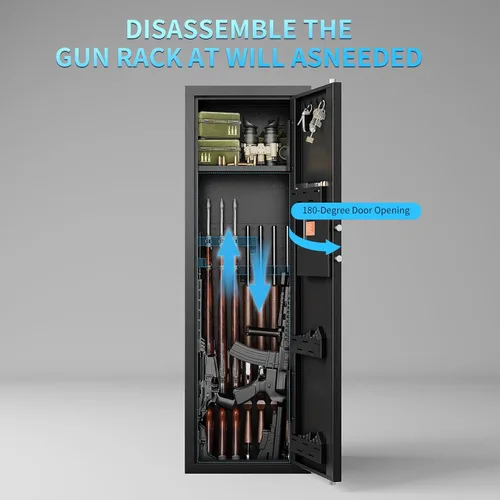 Vista 5 de KAER Caja Fuerte para Armas, Caja Fuerte para 16 Rifles y Pistolas, Caja Fuerte Biométrica de Gran Capacidad para Rifles, Armario para Armas