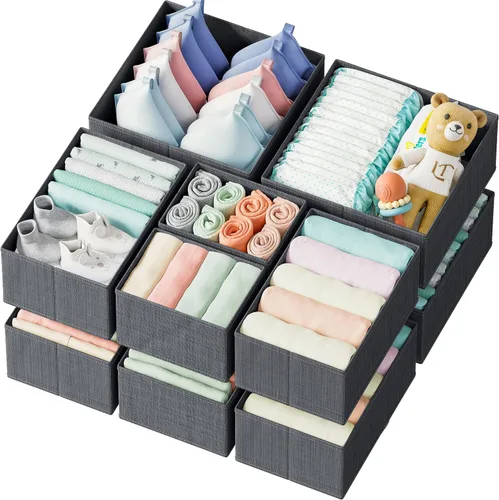 Vista 13 de Organizador de Cajones para Ropa Juego de 12 Beige - Organizador de Cómoda Para Guardería, Dormitorio, Armario - Los Organizadores Perfectos de Ropa