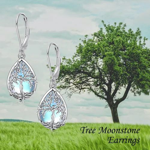 Vista 5 de ONEFINITY Aretes colgantes de plata de ley con el árbol de la vida para mujeres y niñas, regalos de Navidad