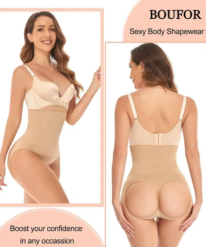 Vista 7 de Bragas moldeadoras para mujer con control de abdomen levantamiento de glúteos cintura alta moldeador de cintura