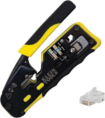 Vista 5 de Klein Tools VDV026-211 Kit de instalación coaxial con herramienta de engarzado, cortador de cables, pelacables y conectores F con bolsa