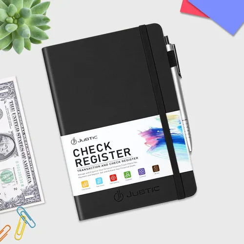 Vista 6 de JUBTIC Registros de cheques A5 para chequera personal, registros de transacciones de contabilidad para pequeñas empresas. Rastrea pagos, finanzas