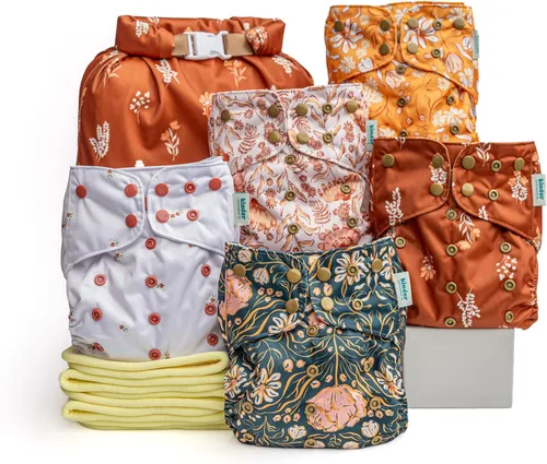 Vista 35 de Big Adventure Kinder - Juego de 5 pañales de tela reutilizables para bebé, estilo de bolsillo, jersey atlético que absorbe la humedad, insertos