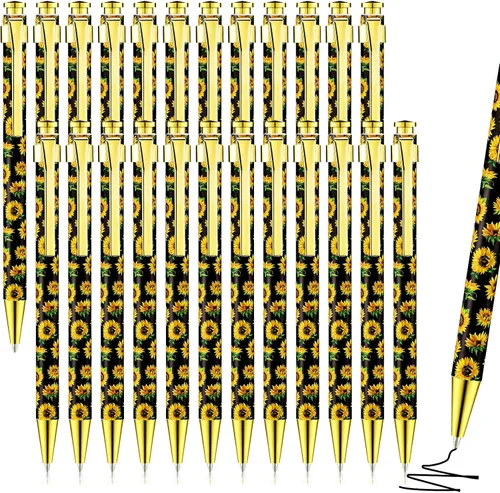 Vista 9 de Yexiya 1 Pieces Sunflower Pens Ballpoint Click Ball Pens Reusable Retractable Journaling Sunflower Party Favors Black Ink Medium Point 1.0 mm Gift