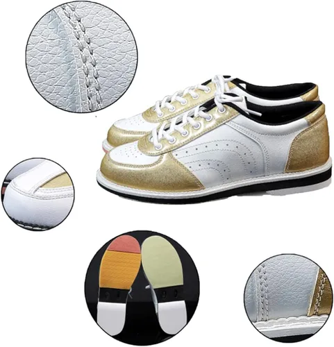Vista 3 de VEACAM Zapatos de boliche para hombre y mujer, zapatos de boliche informales, ligeros, con cordones, zapatos de boliche de cuero