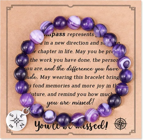 Vista 8 de HGDEER Pulsera de jubilación de piedra natural para mujeres/hombres 2024, regalos de despedida de despedida, regalo de San Valentín para compañeros