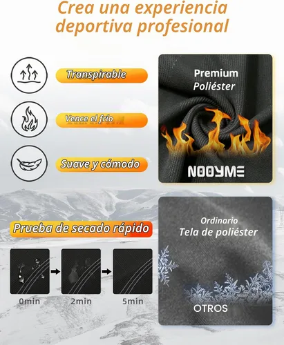 Vista 3 de NOOYME Ropa interior térmica capa base para mujeres, calzoncillos largos para clima frío Negro-Azul