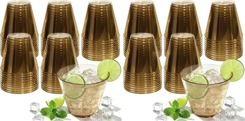 Vista 15 de Glowserve Paquete de 50 vasos de plástico transparente de 9 onzas, vasos de plástico azul transparente para cóctel, vasos desechables para fiestas